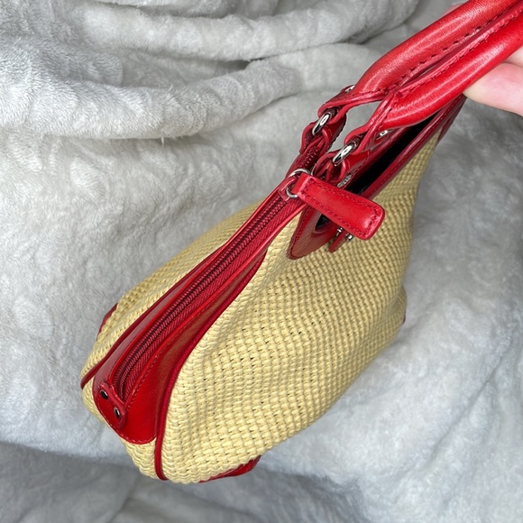 Vintage 90’s Franco Sarto straw and leather hobo style handbag, denim lining - Picture 4 of 9